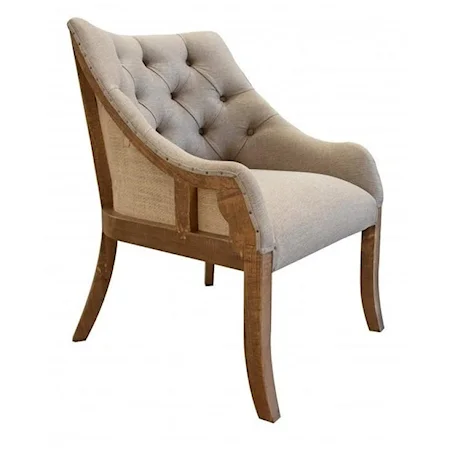 Transitional Tufted Arm Chair with Deconstructed Backrest